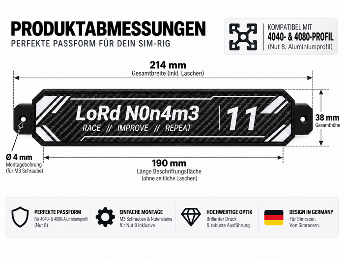 Nameplate Personalisiert SimRig Namenschild – Bild 2