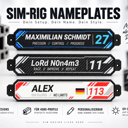 Nameplate Personalisiert SimRig Namenschild